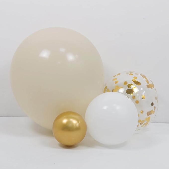 164PCS White and Gold Balloons Arch Kit 164PCS White Nude Balloons with Metallic Chrome Gold Confetti Latex Balloons for Boho Wedding Baby Bridal Shower Baptism Engagement Birthday Party Decorations