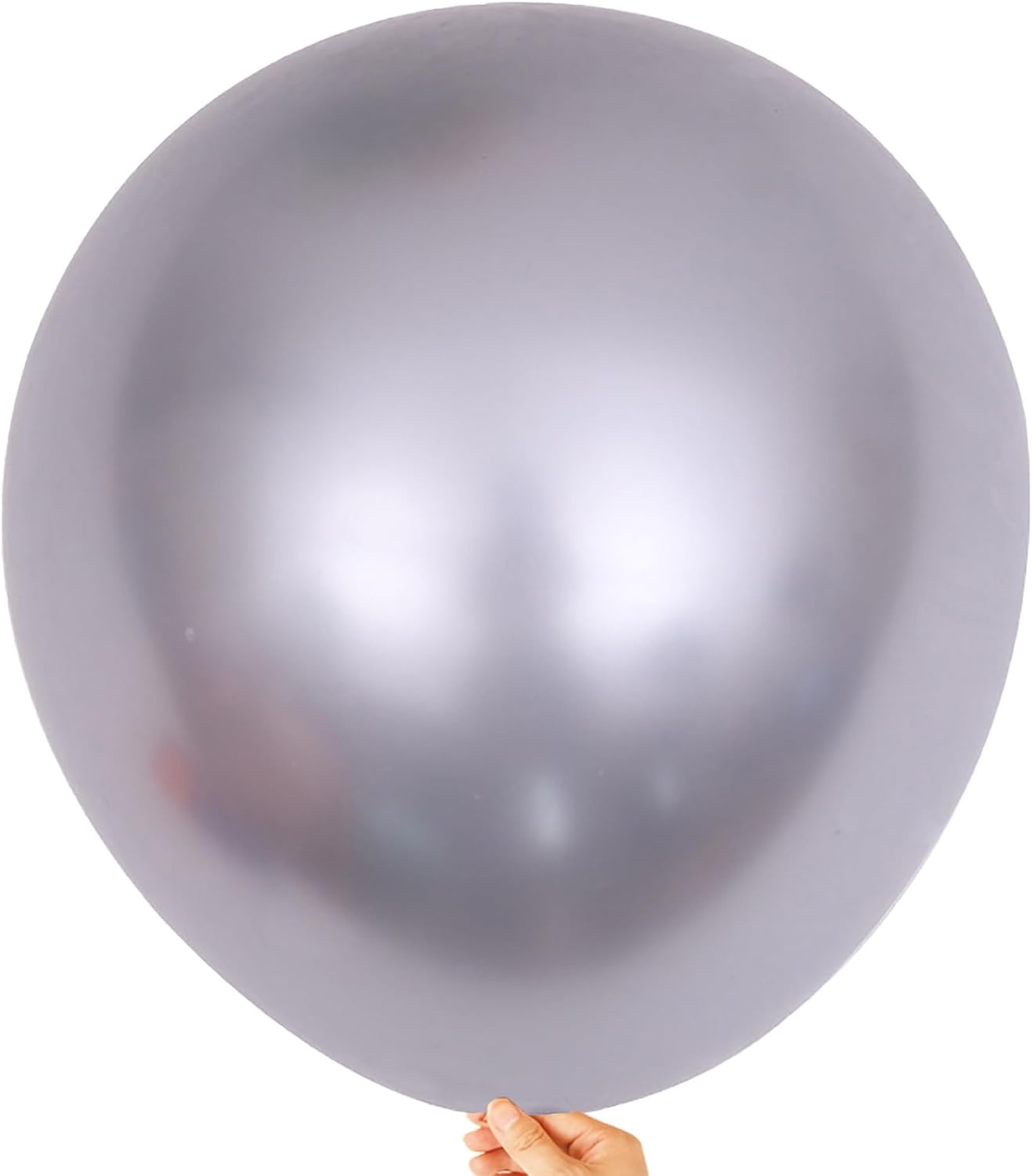 10pcs 18 inch Metallic Silver Balloons, Thick Latex Chrome Helium Balloons for Birthday Family Party Wedding Party Baby Shower Decoration Supplies
