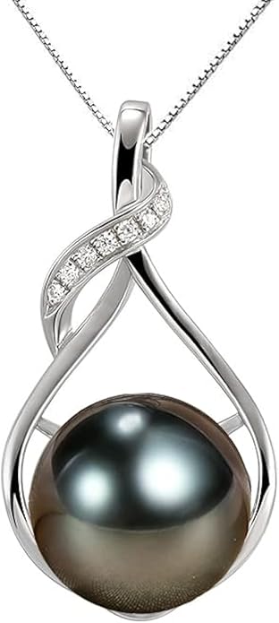 Gifts for Women Wife-Tahitian-Black-Pearl-Necklace-Gift for Wife Wedding Birthday Anniversary Jewelry-Mom Girlfriend Her Mothers Day Gifts for Mom Women Valentines Christmas Day