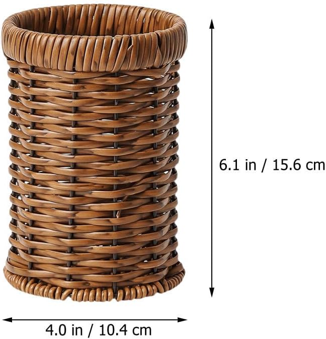 Cabilock Woven Cutlery Holder Utensil Organizer Basket for Kitchen Countertop Tabletop Storage 6.14X4.09X4.09 Inch Lightweight Portable Chopstick Tube for Dining Buffet Party