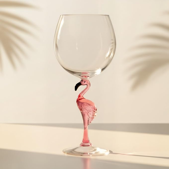 Supreme Housewares Flamingo Stem Wine Glasses, Pink Flamingo-Shaped Reusable Shatterproof Acrylic Glass for Red or White Wine, Poolside, Outdoors, Parties, 20 oz, Set of 2