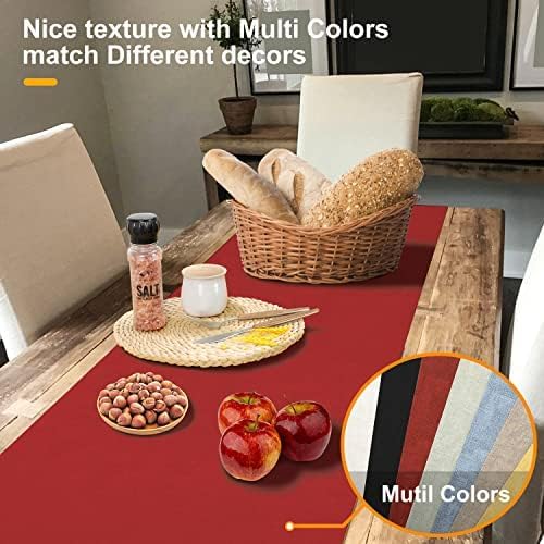Wipeable Table Runner, Farmhouse Dresser Runner, Rustic Indoor/Outdoor (90'', Red)