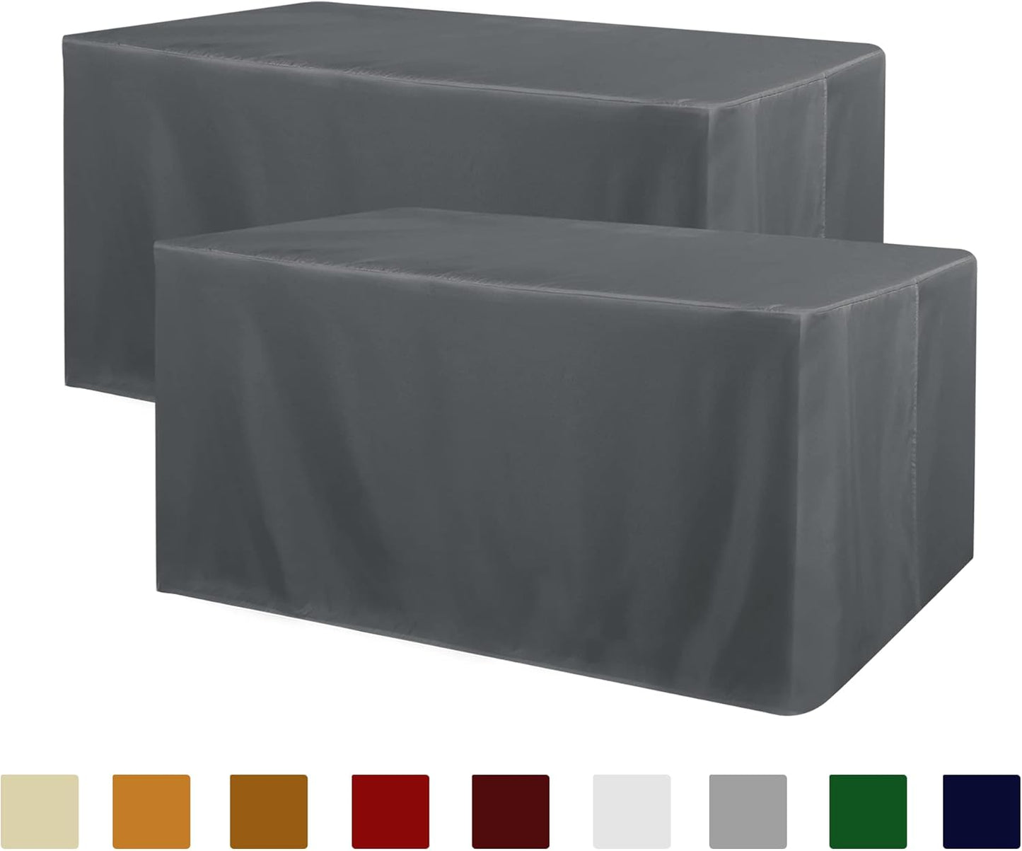 Obstal 2 Pack Table Clothes for 8 Foot Rectangle Tables - Water Resistant Washable Fabric Polyester Rectangle Table Cover Protector for Wedding, Banquet and Trade Shows, 96L x 30W Inches, Dark Grey