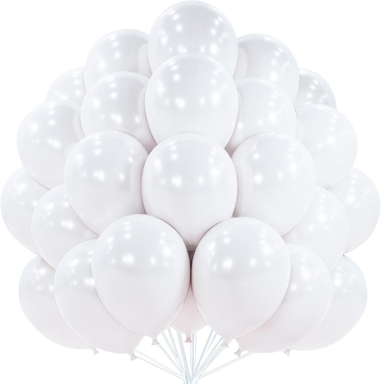 PartyWoo Pearl White Balloons 100 pcs 12 Inch White Latex Balloons for Wedding Bridal Graduation Engagement Baby Shower Gender Reveal Easter Anniversary Birthday Party Decorations White-Z30