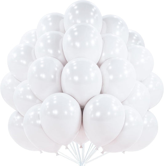 PartyWoo Pearl White Balloons 100 pcs 12 Inch White Latex Balloons for Wedding Bridal Graduation Engagement Baby Shower Gender Reveal Easter Anniversary Birthday Party Decorations White-Z30