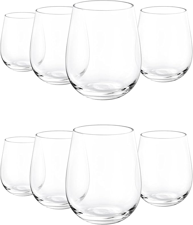 KX-WARE Unbreakable 18-ounce Acrylic Stemless Wine Glasses, set of 8 Clear