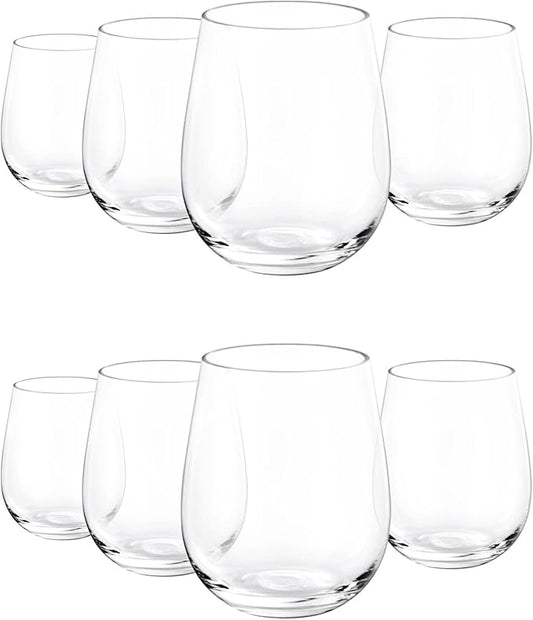 KX-WARE Unbreakable 18-ounce Acrylic Stemless Wine Glasses, set of 8 Clear