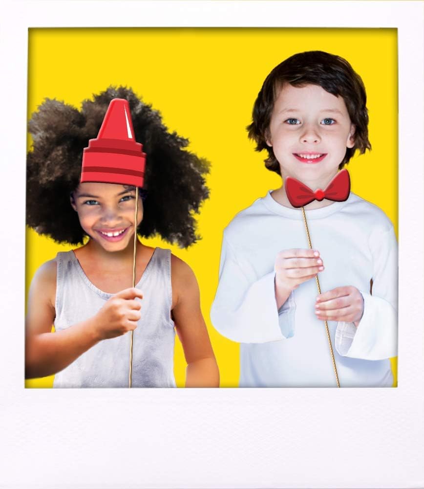 School Bus Photo Booth Props Kit - 20 Pack Party Camera Props Fully Assembled