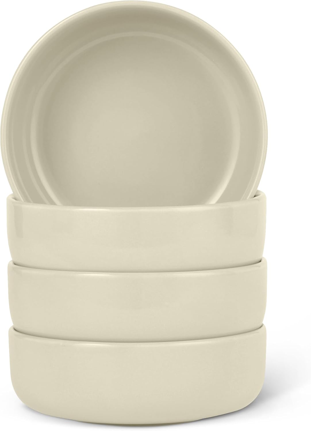 Amazon Basics Glazed Stoneware Bowls, 4-Piece Set, Dishwasher-Safe, 5.5 in., Ivory