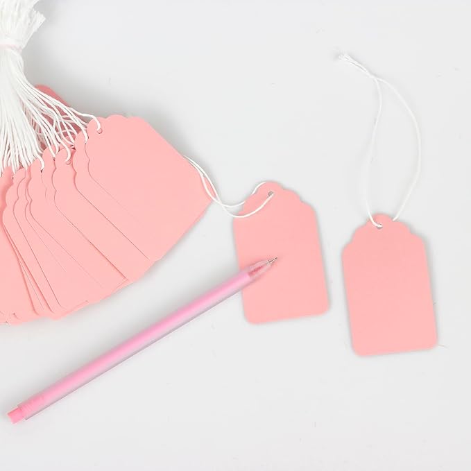 Hang Tags with String Attached,Pack of 500 Price Tags (2.75"x1.57",Pink)