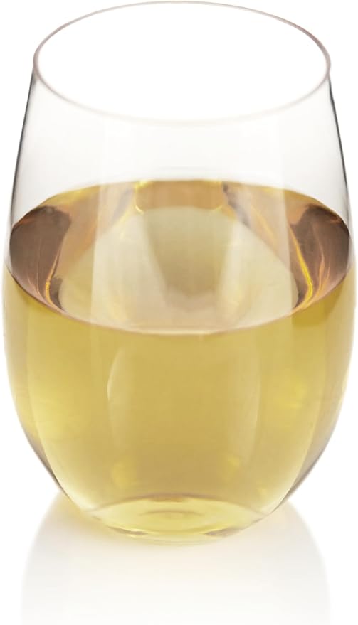 True Flexi Shatterproof Stemless Wine Glasses, Reusable and Flexible Plastic Drinking Glasses for Red and White Wines, Picnic, Camping, BBQ, Beach, Outdoor Party, Housewarming Gift, 15 oz, Set of 2