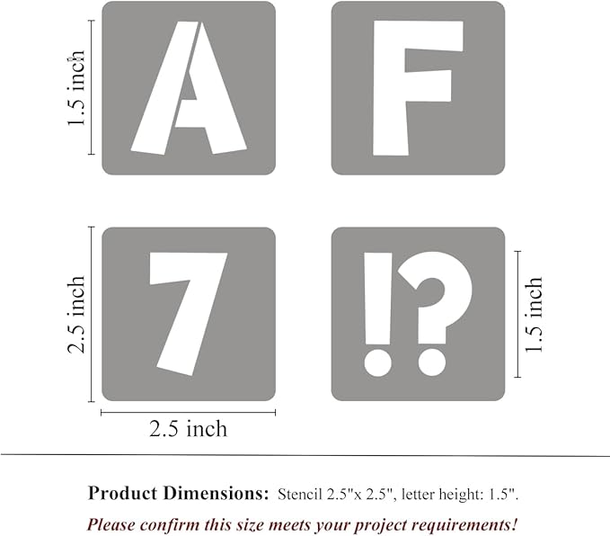 REOLAN 1.5 Inch Letter Stencils for Painting - 42 Pack Alphabet Letter and Number Stencil Templates with Signs for Painting, Reusable Letters Numbers Stencils for Chalkboard Wood Crafts & Wall Decor