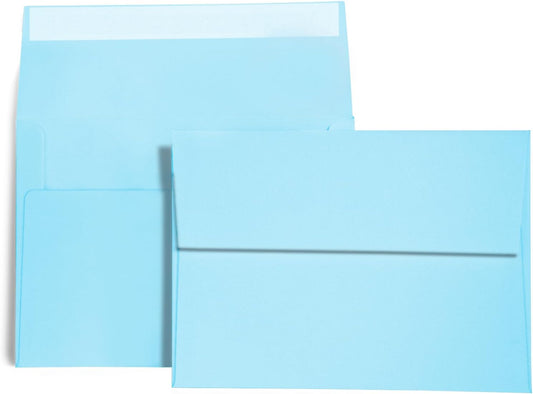 100 Pack A7 Baby Blue Invitation 5x7 Envelopes - Self Seal, Square Flap,Perfect for Baby Shower, 5x7 Cards, Weddings, Birthday, Invitations, Graduation, 5.25 x 7.25 Inches (Baby Blue)