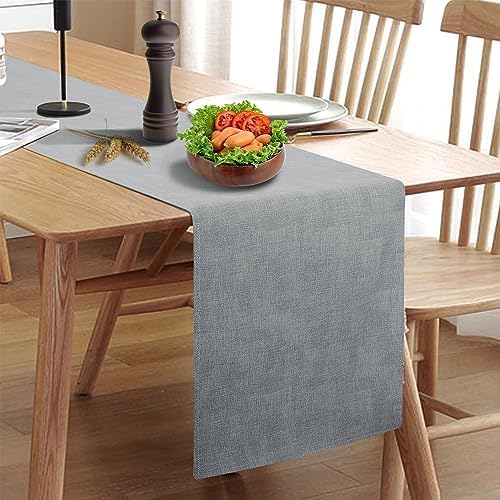 Wipeable Table Runner, Thick Farmhouse Dresser Runner, Rustic for Kitchen, Bedroom, Living Room, Indoor and Outdoor (48'', Grey)