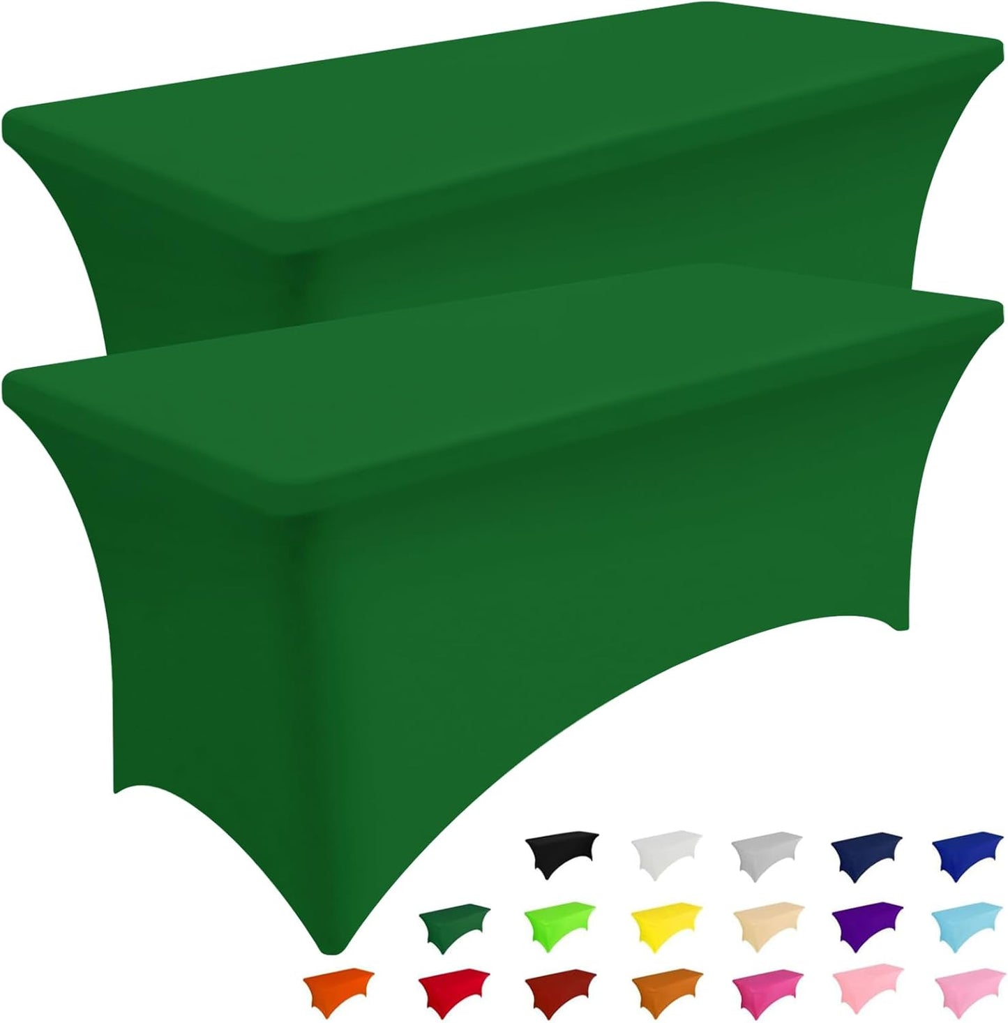 Smiry 2 Pack Spandex Table Cloth 5FT, Elastic Fitted Stretch Tablecloths, Washable and Wrinkle Free Rectangular Patio Table Cover for Outdoor, Wedding, Banquet (Emerald Green, 60Lx30Wx30H Inch)