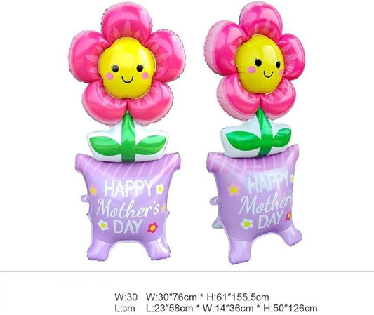 Happy Mother's Day Balloons Party Decorations Pink Flower Basket Heart Flower Pot Apron Gift Box Foil Helium Balloons for Mother's Day Supplies Best Mom Love You Mom Birthday Party Decorations