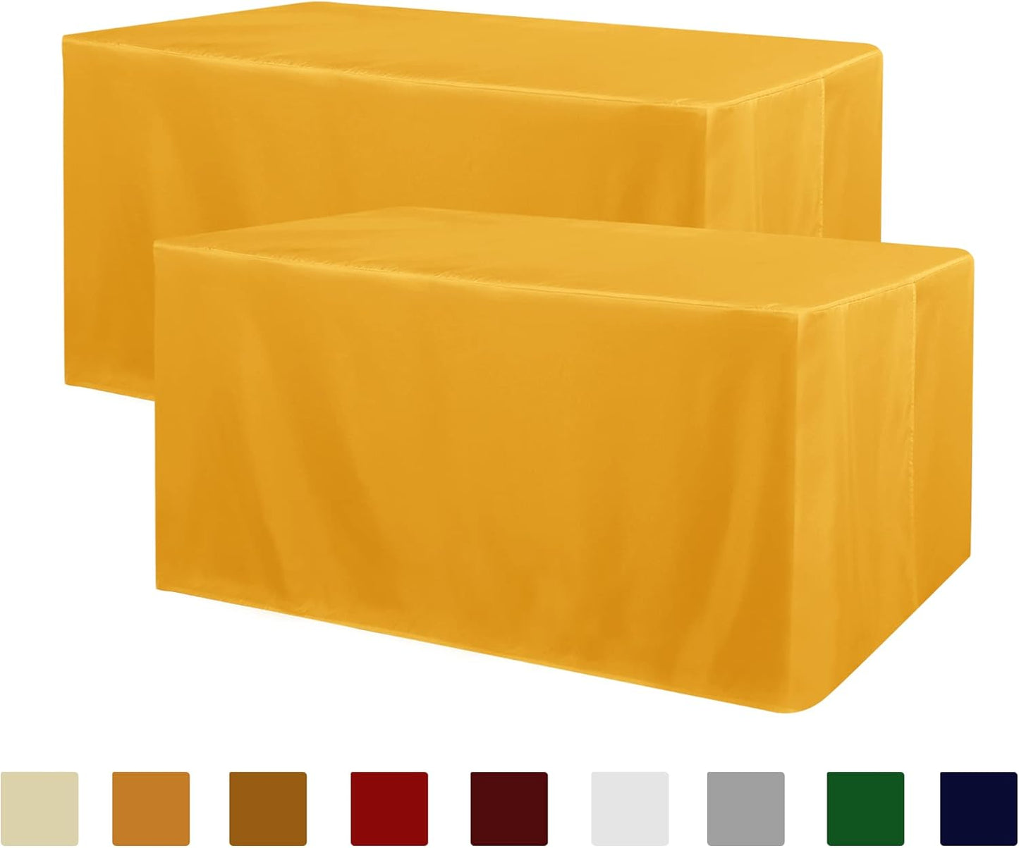 Obstal 2 Pack Table Clothes for 8 Foot Rectangle Tables - Water Resistant Washable Fabric Polyester Rectangle Table Cover Protector for Wedding, Banquet and Trade Shows, 96L x 30W Inches, Yellow
