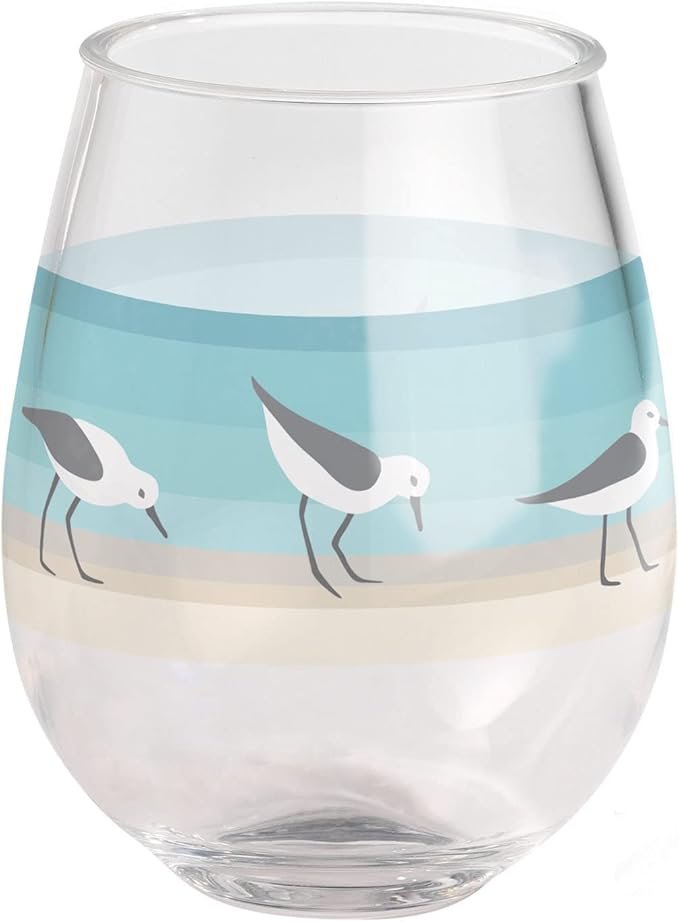 Merritt Sandpipers by Kate Nelligan 15-ounce Acrylic Wine Tumbler