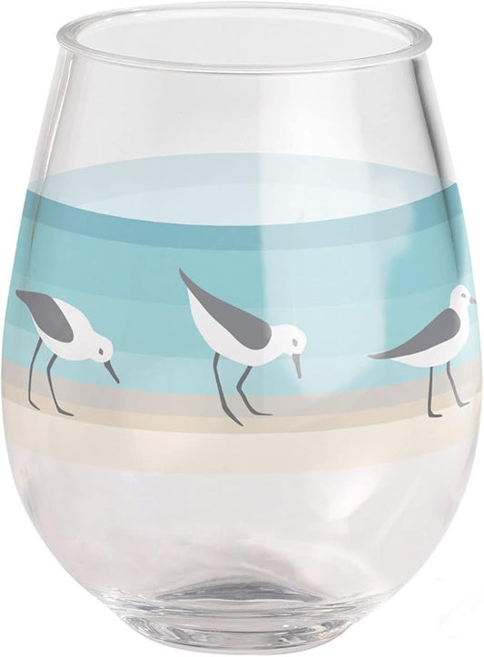 Merritt Sandpipers by Kate Nelligan 15-ounce Acrylic Wine Tumbler