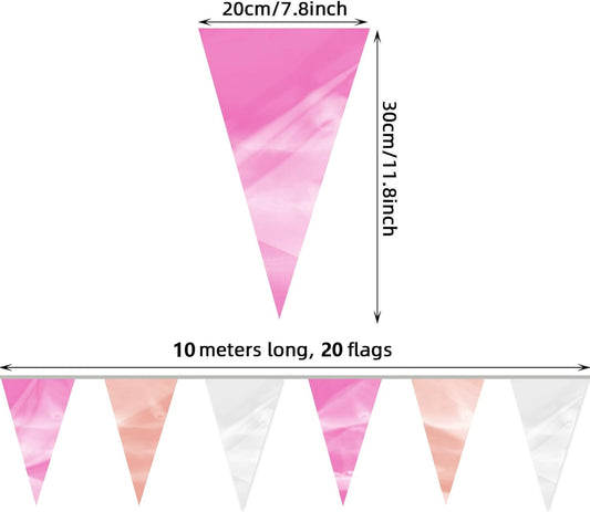 65FT Rose-Gold Pink Glitter Triangle Pennant Banner Flag Metallic Bunting Fabric Garland for Christmas Graduation Wedding Engagement Anniversary Bachelorette Bridal Shower Valentine's Party Supplies