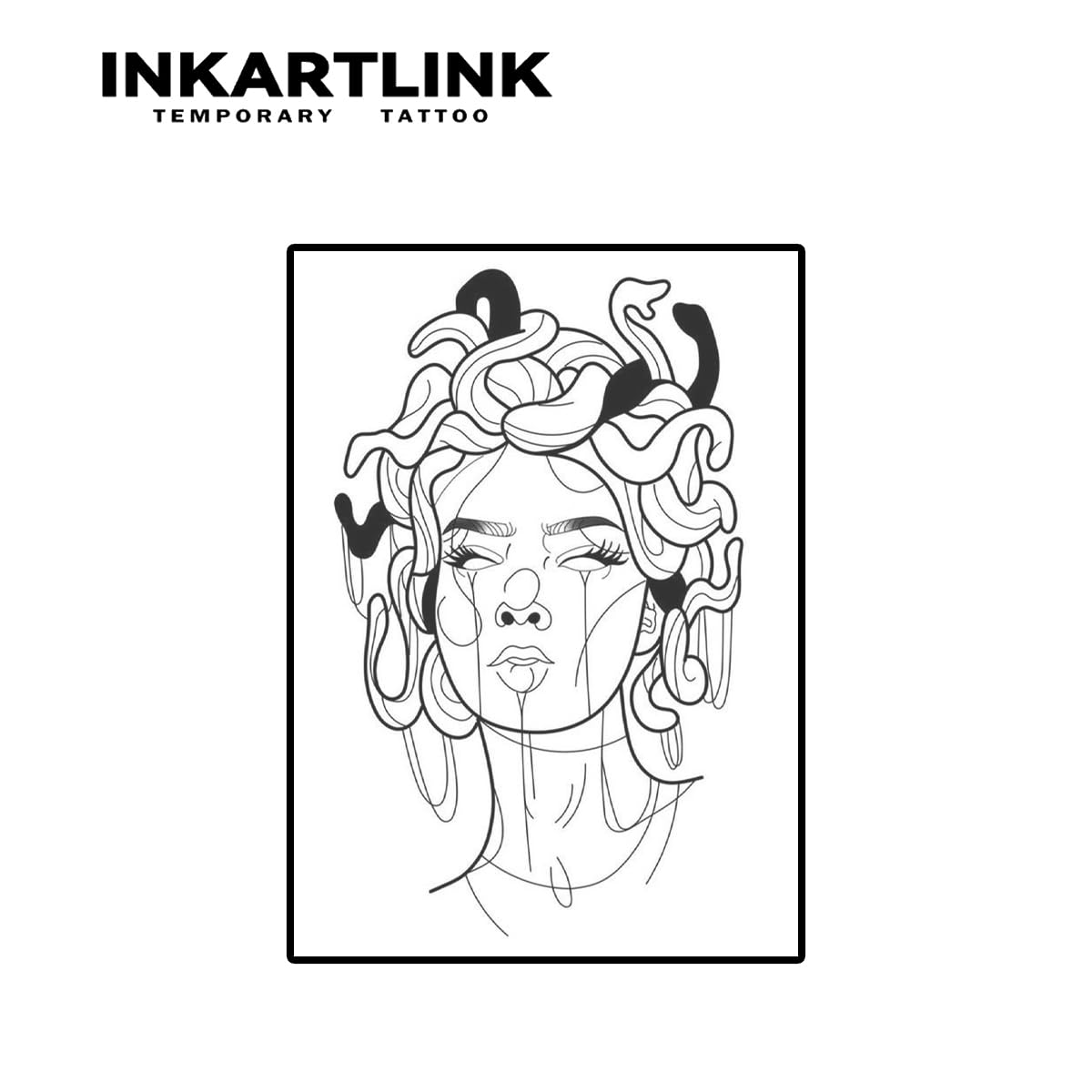 INKARTLINK Temporary Tattoos, 2 Sheets large Semi Permanent Tattoo Adult Art Waterproof Temp Tattoo Party Favors Tattoo Stickers Realistic Look, No Adhesive, Lasts 1-2 Weeks Black (Medusa)
