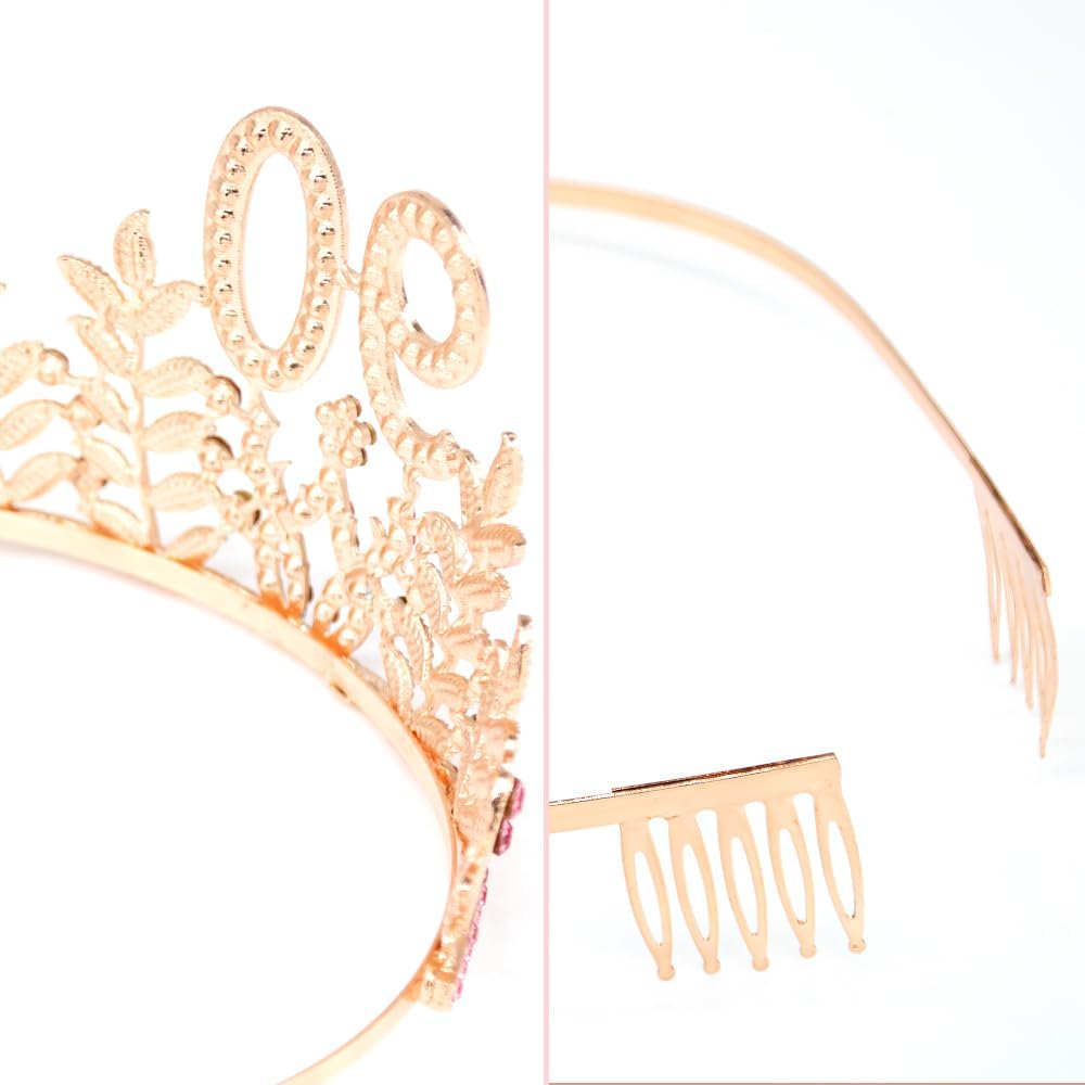 Birthday Sash Tiara Birthday Tiara Rhinestone Crown Rose Gold Birthday Queen Tiara Sash and Tiara for Women Birthday Decor Princess Tiara Cake Topper Crystals Hair Accessories for Party
