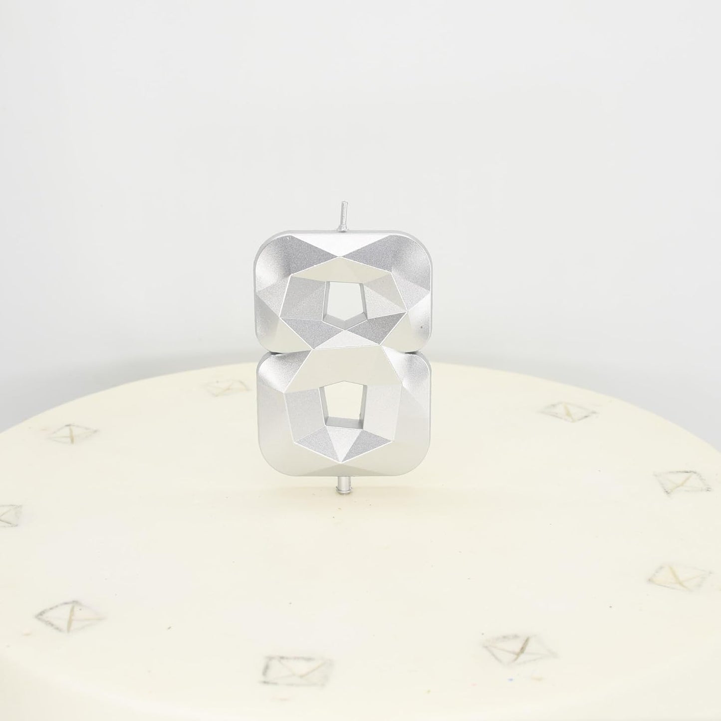 DERVENTA Birthday Candle Big Number 3D Silver 3.7 inch Party Celebration Anniversary Decoration Cake Topper 1 Piece (Number 8 Silver)