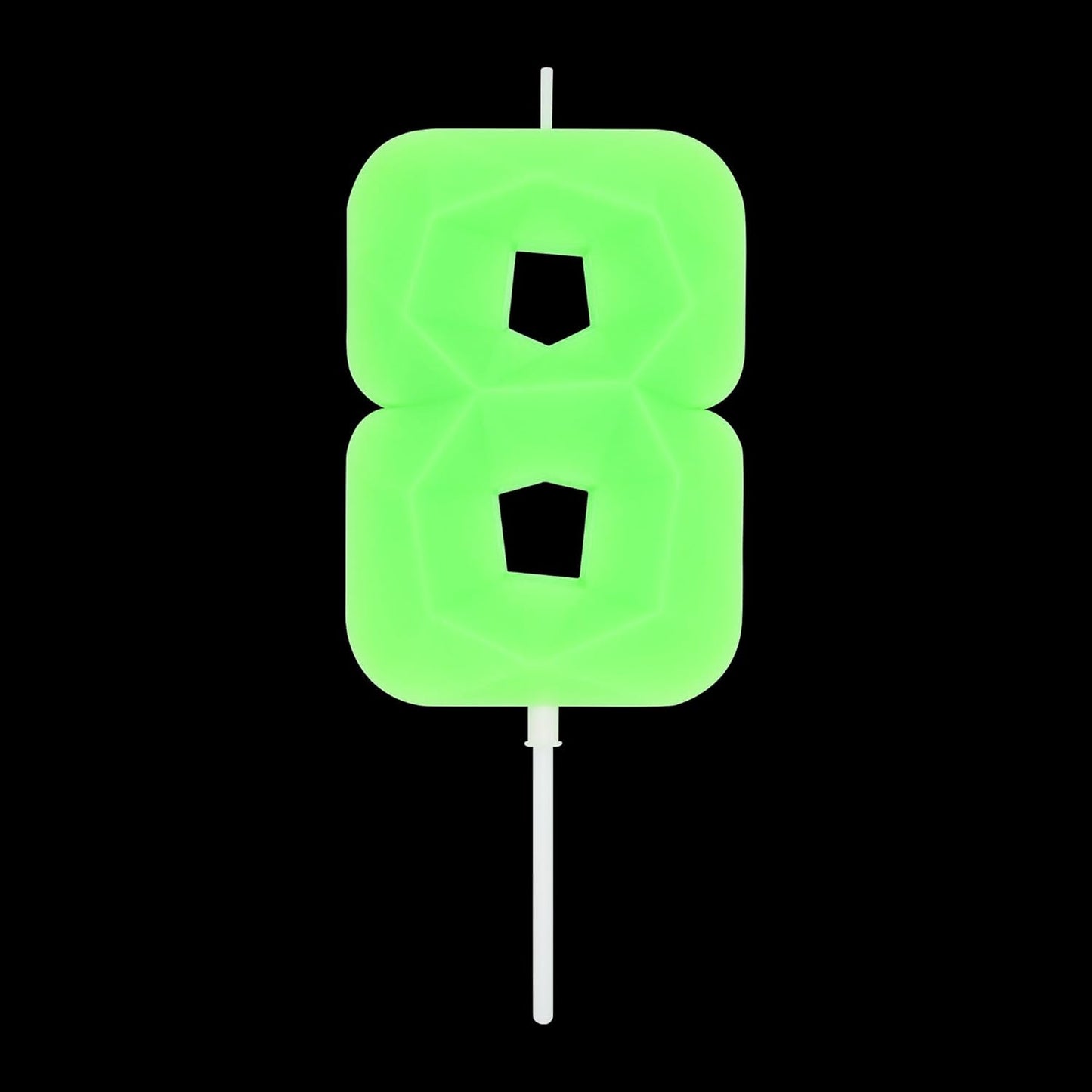 DERVENTA Large Birthday Candle Number 3D Luminous Green 3.7 inch Party Celebration Anniversary Decoration Cake Topper 1 Piece (Luminous Green Number 8)