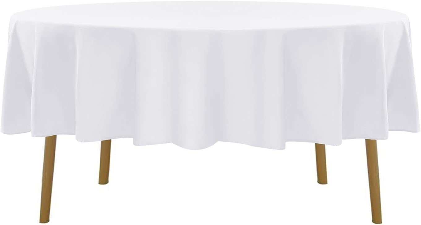 90 inch Round Tablecloth Washable Polyester Table Cloth Decorative Table Cover for Wedding Party Dining Banquet（90 inch,White）