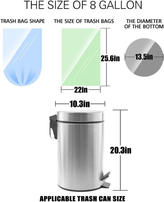 8 Gallon 330 Counts Strong Trash Bags Garbage Bags by Teivio, Bathroom Trash Can Bin Liners, Plastic Bags for home office kitchen，Multicolor