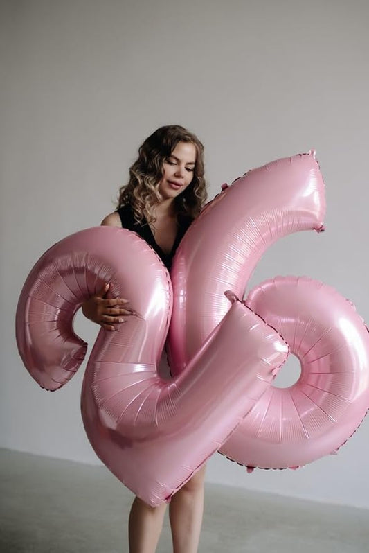 Balloon 26 Number Pastel Pink, Foil Happy 26th Birthday Balloon for Men & Women,40 Inch Large Balloons for 2 6 26 62 2026 Wedding Marriage Proposal Engagement Decorations