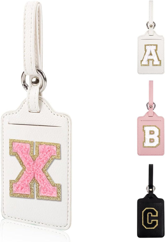 XSUIOY Personalized Initial Luggage Tags, Embroidered Sturdy Travel Suitcase Bag, White, 1 Count