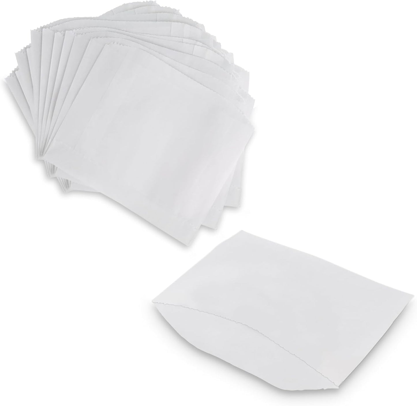 MT Products White Wax Cookie Bags 6" x 4.5" - Grease Resistant Paper Bakery Bags - Pack of 150