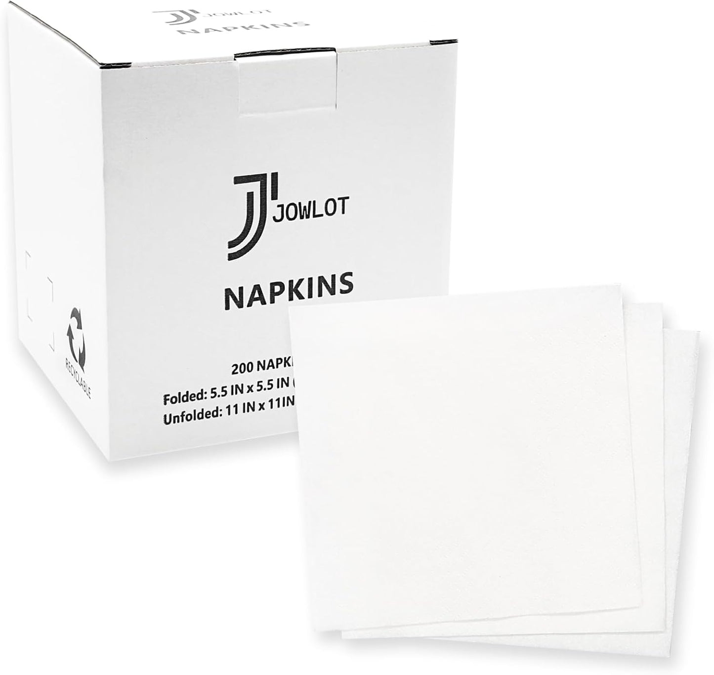 Cocktail Napkins - 200 Count 2-Ply White Disposable Napkins, 5.5x5.5 Inch Folded Beverage Napkins Paper for Dinner Wedding Bar Birthday Party and Everyday Use