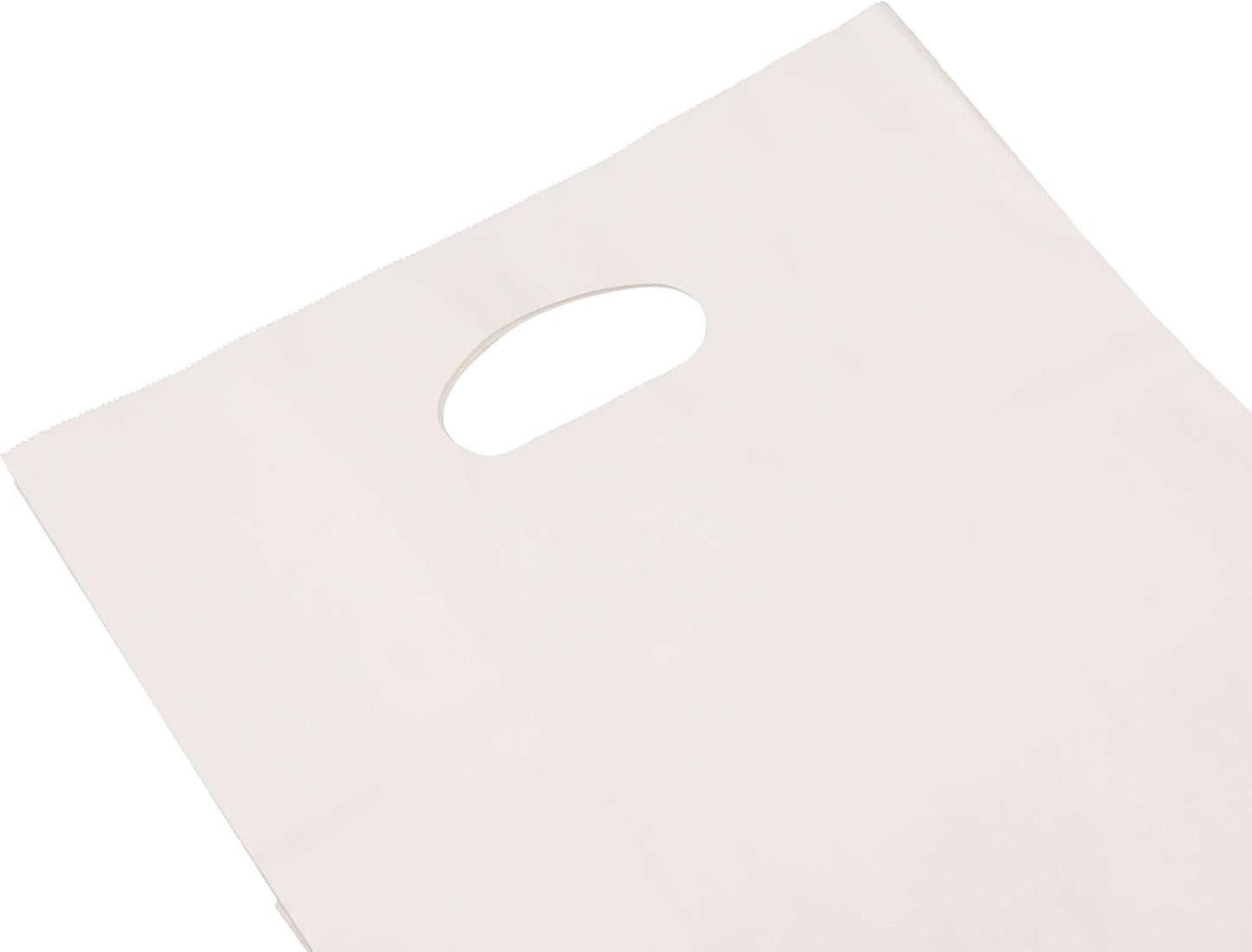 PTP BAGS White 11" x 6" x 11" Die Cut Tote Bags [Pack of 500] Kraft Paper Gift, Food Service Bags