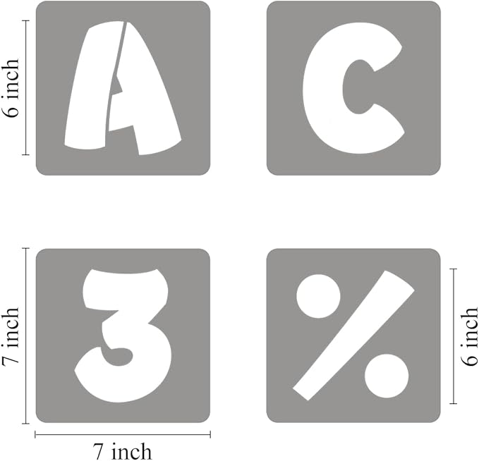 REOLAN 6 Inch Letter Stencils for Painting - 42 Pack Alphabet Letter and Number Stencil Templates with Signs for Painting, Reusable Letters and Numbers Stencils for Chalkboard Wood Signs & Wall Art