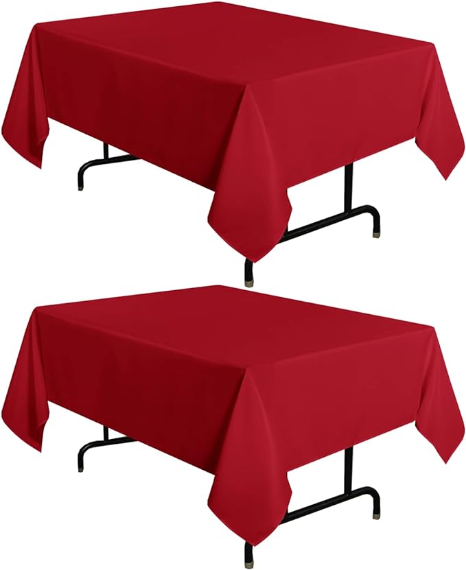 sancua 2 Pack Red Tablecloth 54 x 54 Inch, Stain and Wrinkle Resistant Square Table Cloth - Washable Polyester Table Cover for Dining Tables, Buffet Parties and Camping