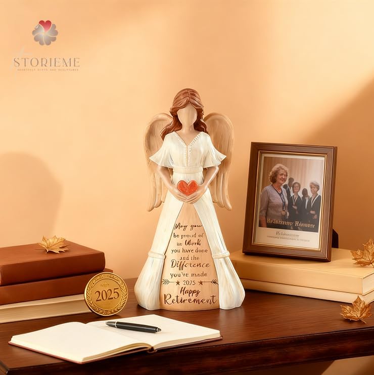Retirement Gift for Woman 2025: Handcrafted Angel Figurine for Retiring Coworker Teacher Nurse - Meaningful Thank You Farewell Keepsake for New Chapter with Gift Box & Card