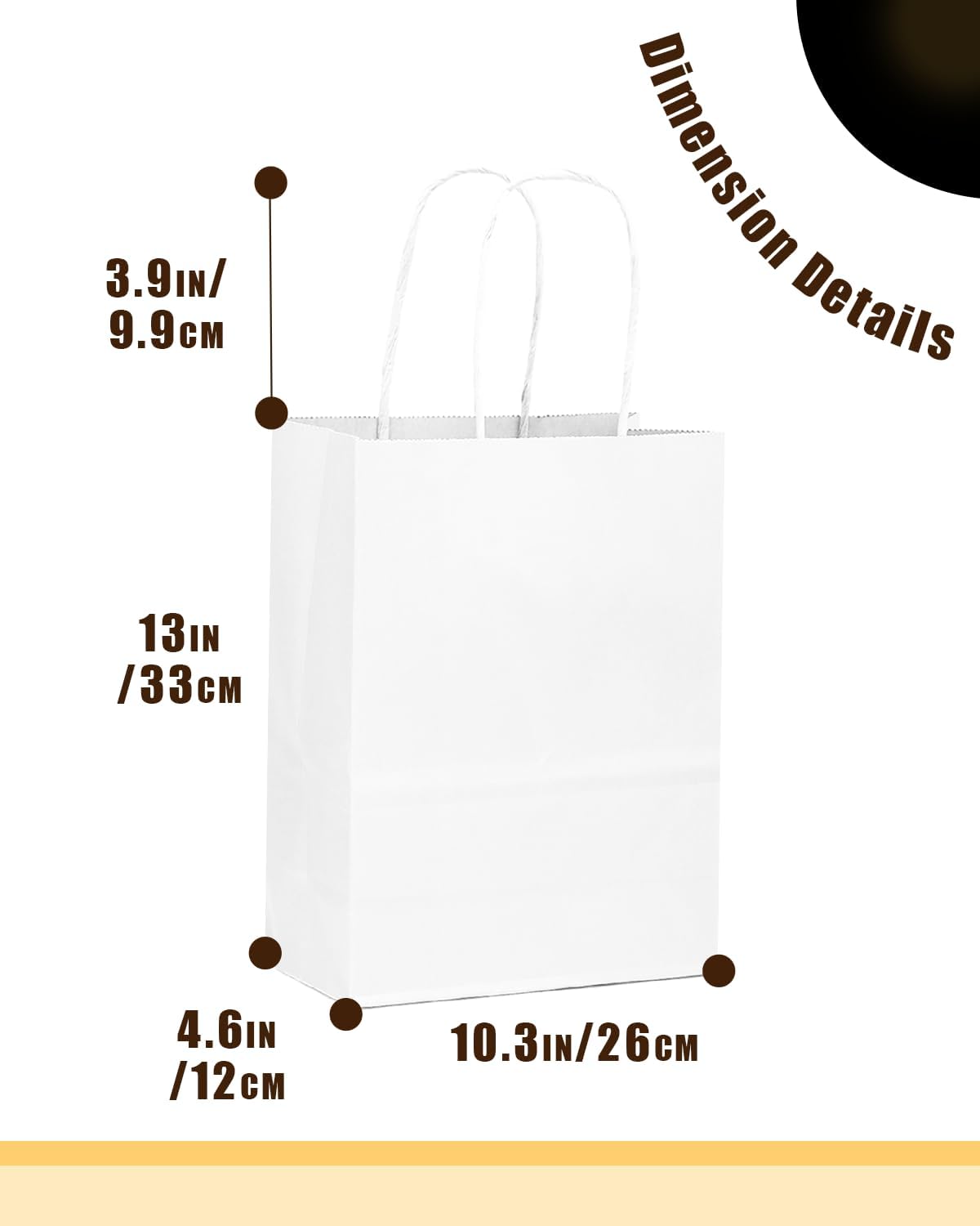 qiqee 50-Packs White Paper Gift Bags with Handles Bulk 13"x10.3"x4.6" Large Size Party Favor Bags Multiple Uses
