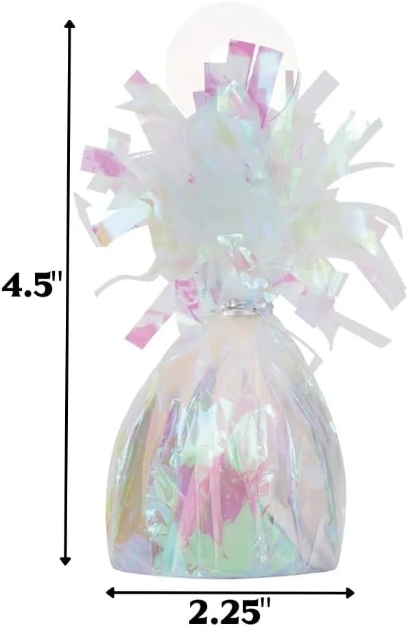 Unique Foil Fringe Foil Balloon Weight | Iridescent | 1 Pc, 4.5" x 2.25"