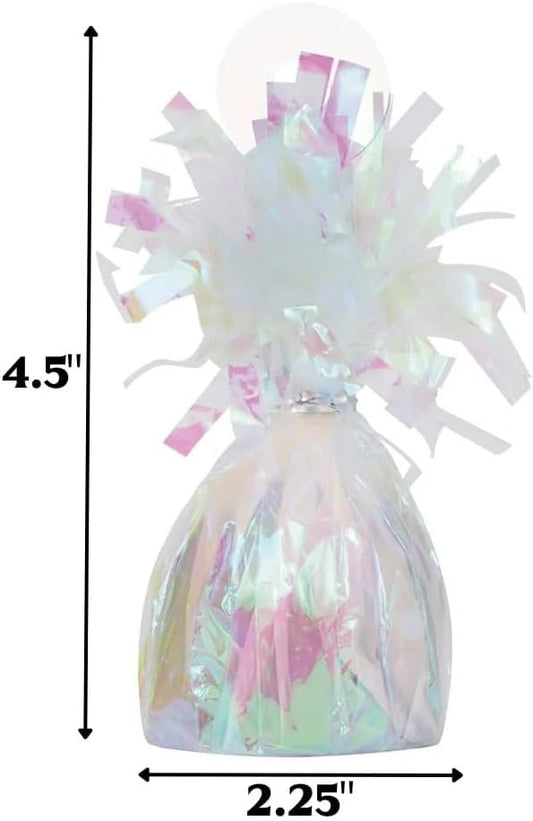 Unique Foil Fringe Foil Balloon Weight | Iridescent | 1 Pc, 4.5" x 2.25"