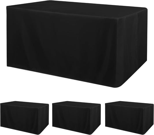 Obstal 4 Pack Black Tablecloth Fitted Table Clothes for 4 Foot Rectangle Tables - Water Resistant Washable Fabric Polyester Rectangle Table Cover for Outdoor/Indoor Uses?48L x 24W x 30H Inches, Black?