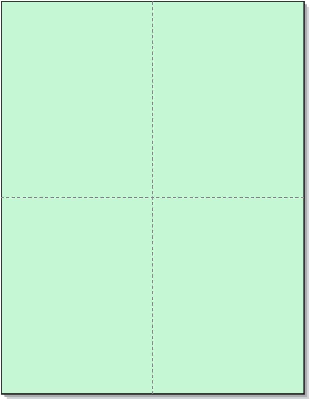 8-1/2" x 11" Laser/Inkjet Postcards 4 Per Page, (4-1/4" x 5-1/2" Each Card | Green, 200 Cards)