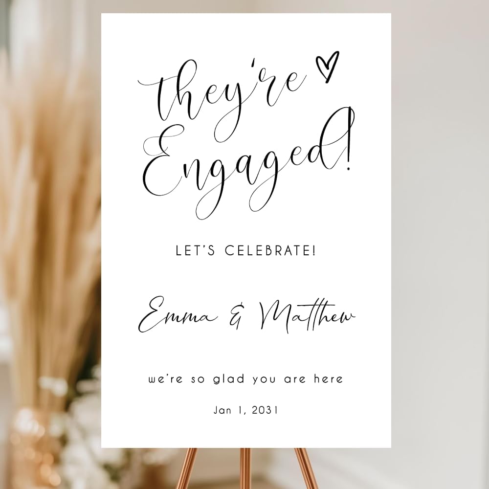 Personalized Engagement Welcome Sign – Minimalist Engagement Party Yard Sign – We’re Engaged Signs – Engagement Party Decorations for Couple - She Said Yes! (Version 2)