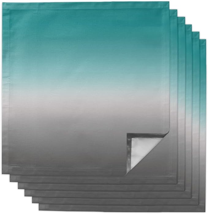 Cloth Napkins Teal Grey Ombre Set of 6 Dinner Napkins Paper Soft Durable Washable Table Napkin Turquoise Gradient Gradual Color Reusable Napkins for Family Dinners Weddings and Everyday Use 20x20 Inch