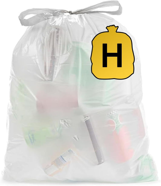 Ultrasac 13 Gallon 1.1 MIL White Drawstring Trash Bags - 19.25" x 28.5" - Pack of 80 - Fits simplehuman H