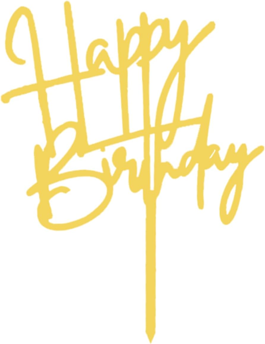 ZHENGYE Gold Acrylic Happy Birthday Cake Topper Cupcake Topper Decorations for Baby Shower Children or Adults Birthday Cake Decoration Supplies(Gold 16)