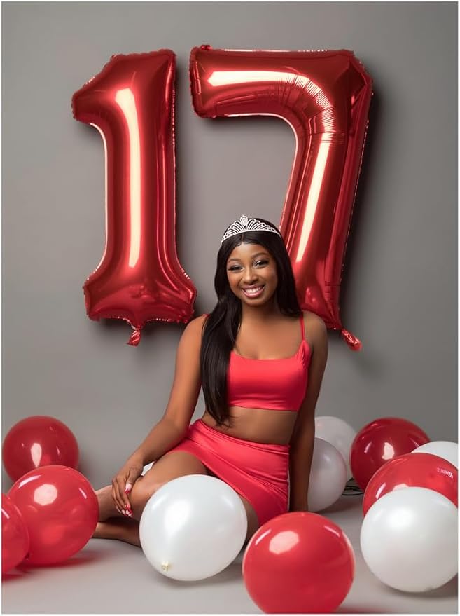 Red Number 7 Balloon 40 Inch, 7th Birthday Party Decorations for Children, Giant 7 Foil Balloon for Party Supplies