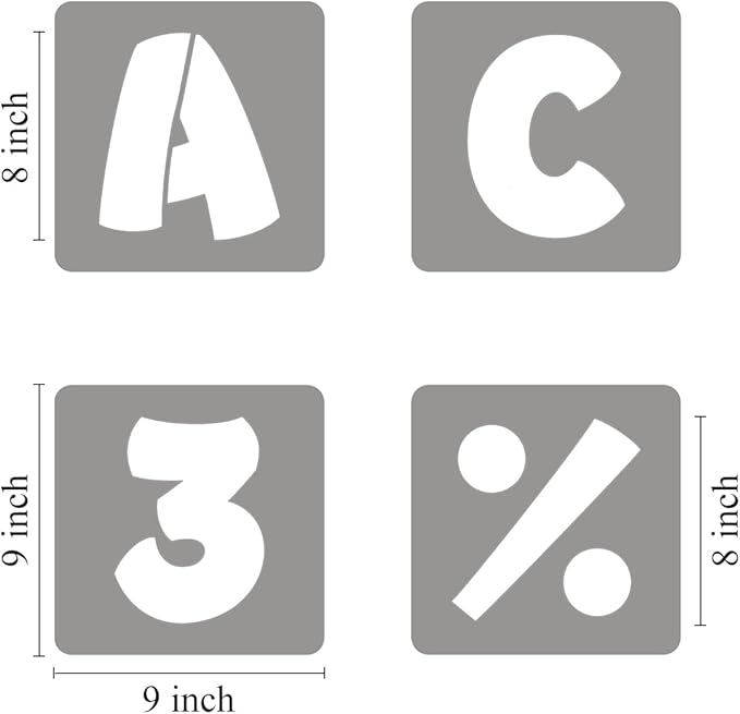 REOLAN 8 Inch Letter Stencils for Painting - 42 Pack Alphabet Letter and Number Stencil Templates with Signs for Painting, Reusable Letters and Numbers Stencils for Chalkboard Wood Signs & Wall Art