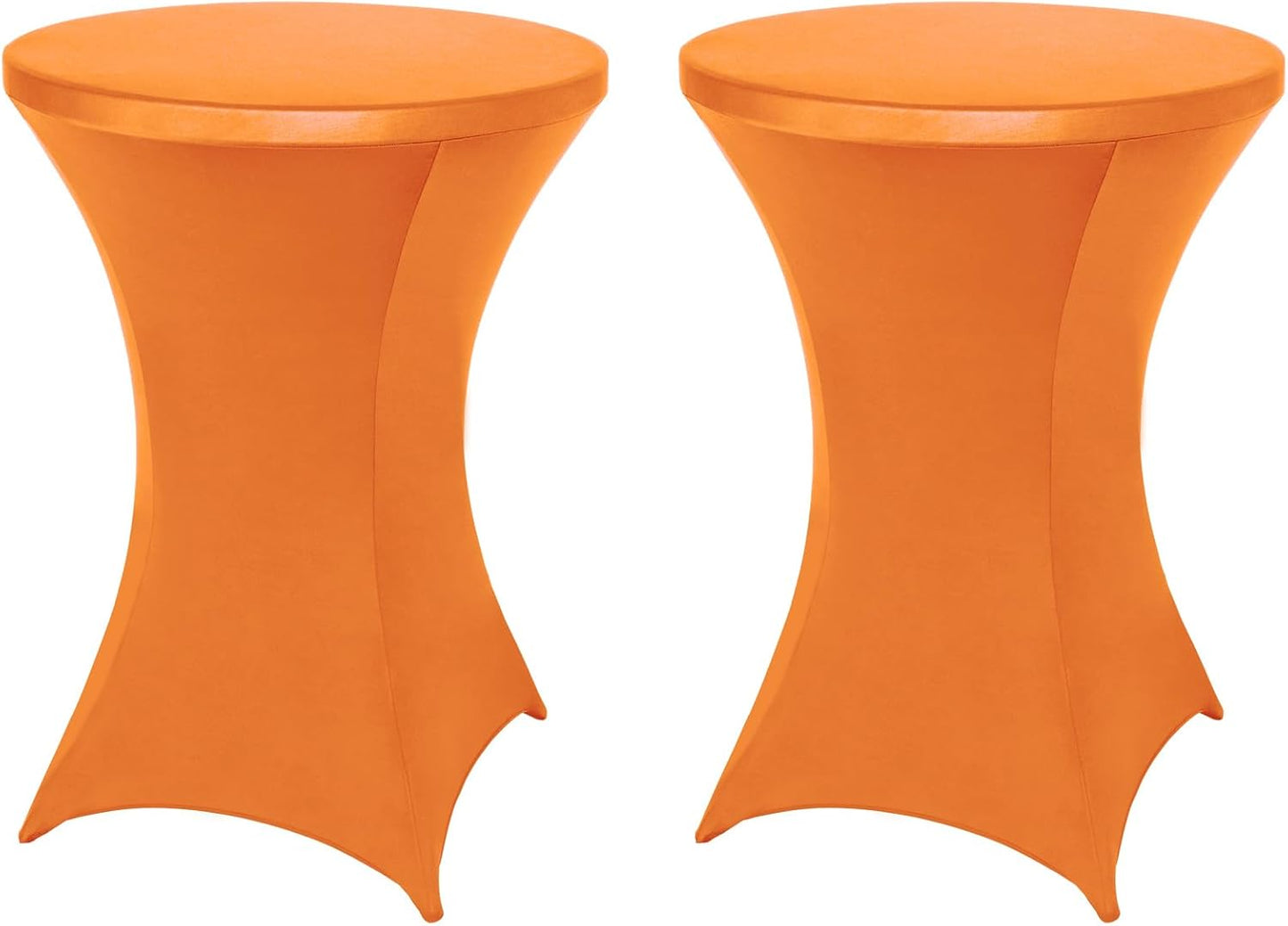 FestiCorp 2 Pack Spandex Orange Table Cover, Cocktail Fitted Tablecloths, Round Highboy Stretch Table Covers Cloths for Party, DJ, Bar, Halloween, Birthday, Banquet, 30"-32" Diameter x 40"-43" Height